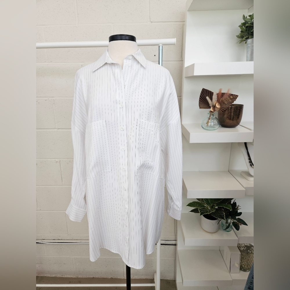 Oversize Pinstripe Button Down